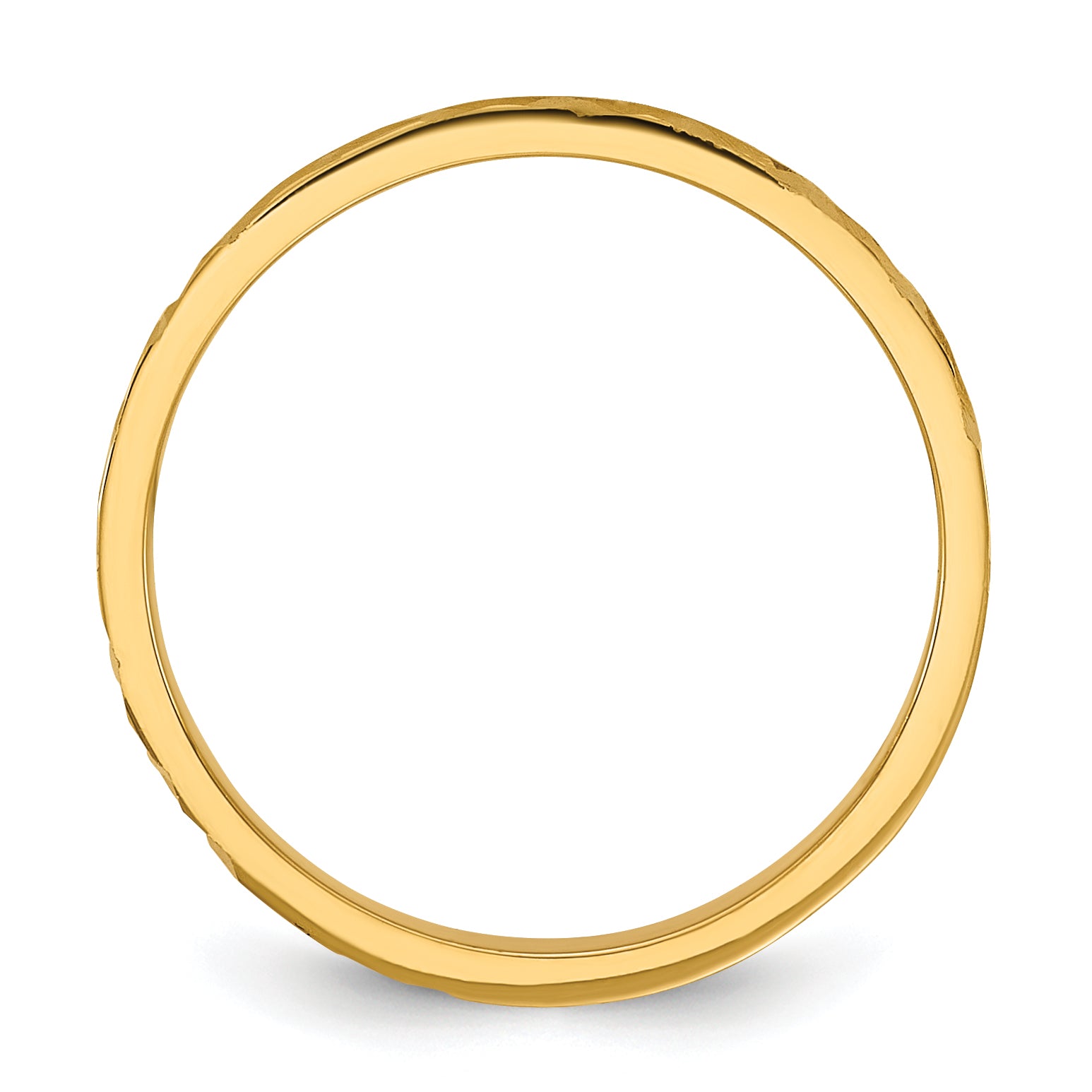 10K Yellow Gold 10K Diamond-Cut Design 2mm Flat Band Size 3 Baby / Children'S Ring
