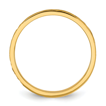 10K Yellow Gold 10K Diamond-Cut Design 2mm Flat Band Size 3 Baby / Children'S Ring