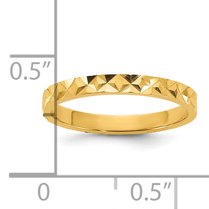 10K Yellow Gold 10K Diamond-Cut Design 2mm Flat Band Size 3 Baby / Children'S Ring
