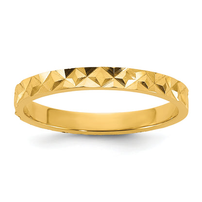 10K Yellow Gold 10K Diamond-Cut Design 2mm Flat Band Size 3 Baby / Children'S Ring