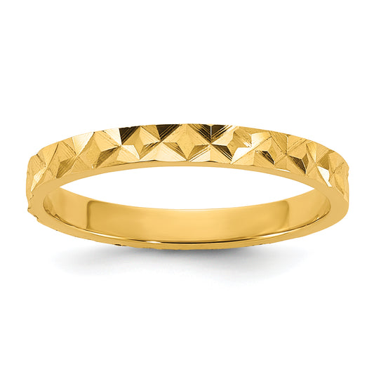 10K Yellow Gold 10K Diamond-Cut Design 2mm Flat Band Size 3 Baby / Children'S Ring