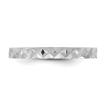 10K White Gold 10K Diamond-Cut Design 2mm Flat Band Size 3 Baby / Children'S Ring
