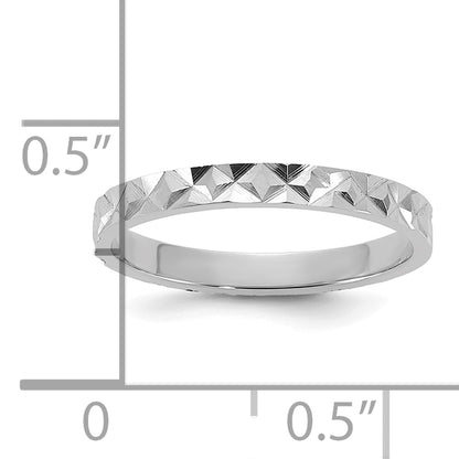 10K White Gold 10K Diamond-Cut Design 2mm Flat Band Size 3 Baby / Children'S Ring