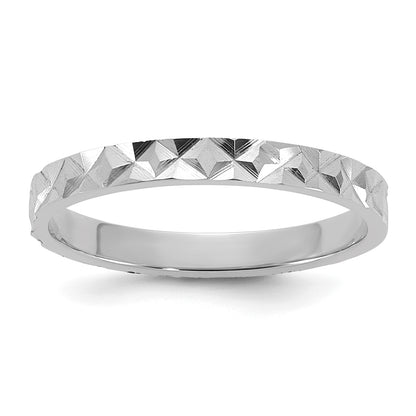 10K White Gold 10K Diamond-Cut Design 2mm Flat Band Size 3 Baby / Children'S Ring