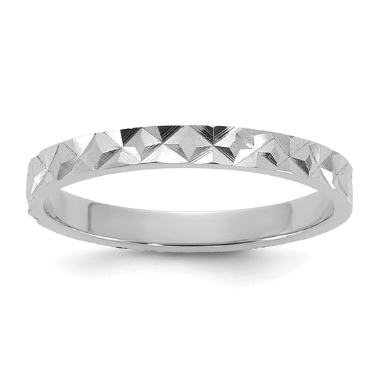 10K White Gold 10K Diamond-Cut Design 2mm Flat Band Size 3 Baby / Children'S Ring