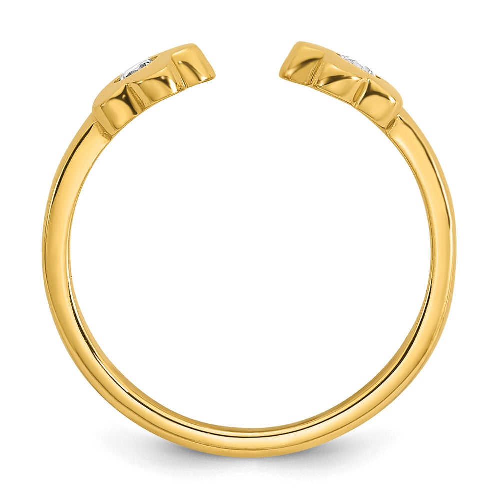 10K Yellow Gold Polished Cz Flowers Toe Ring