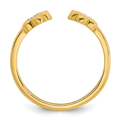 10K Yellow Gold Polished Cz Flowers Toe Ring