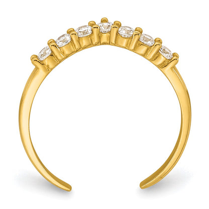 10K Yellow Gold Polished White Cz Open Back Toe Ring