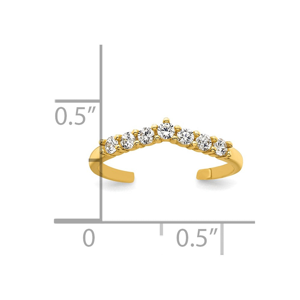 10K Yellow Gold Polished White Cz Open Back Toe Ring