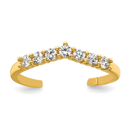 10K Yellow Gold Polished White Cz Open Back Toe Ring