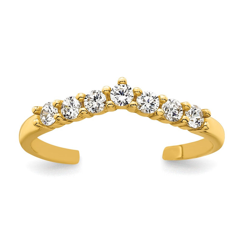 10K Yellow Gold Polished White Cz Open Back Toe Ring