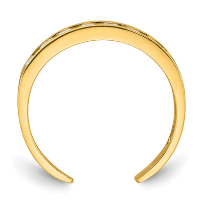 10K Yellow Gold Polished Channel-Set White Cz Toe Ring