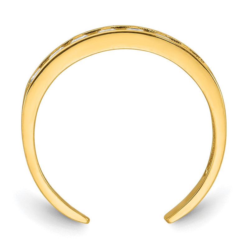 10K Yellow Gold Polished Channel-Set White Cz Toe Ring