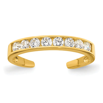 10K Yellow Gold Polished Channel-Set White Cz Toe Ring