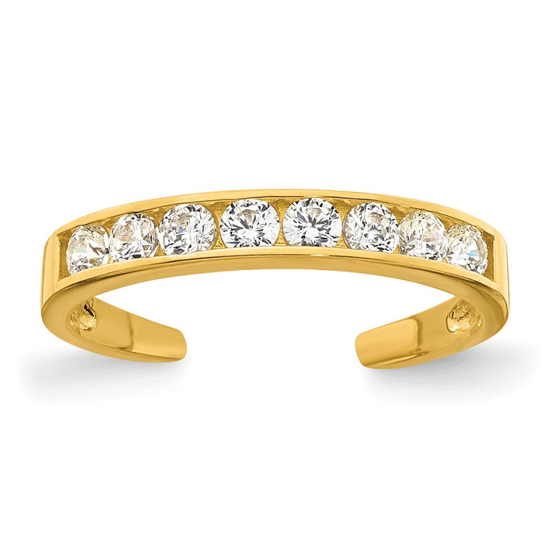 10K Yellow Gold Polished Channel-Set White Cz Toe Ring