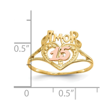 10K Two-Tone Two-Tone Amor 15 Heart Ring