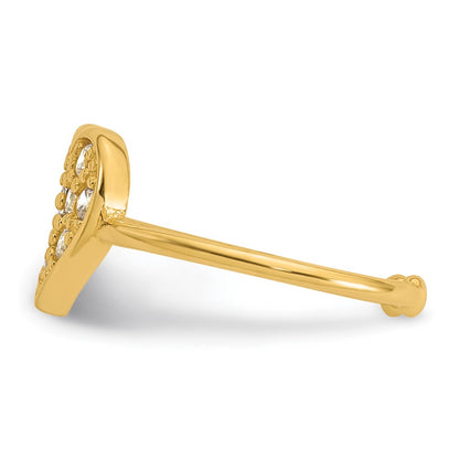 10K Yellow Gold Polished Pave Cz Heart Toe Ring