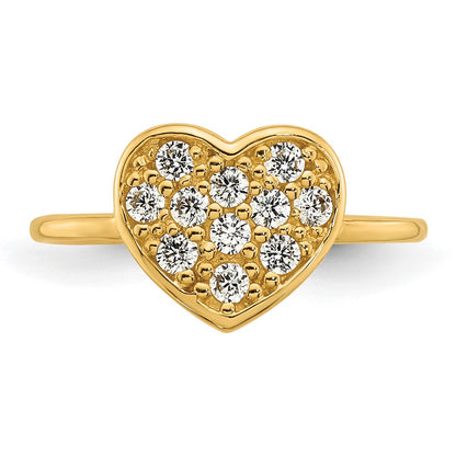 10K Yellow Gold Polished Pave Cz Heart Toe Ring