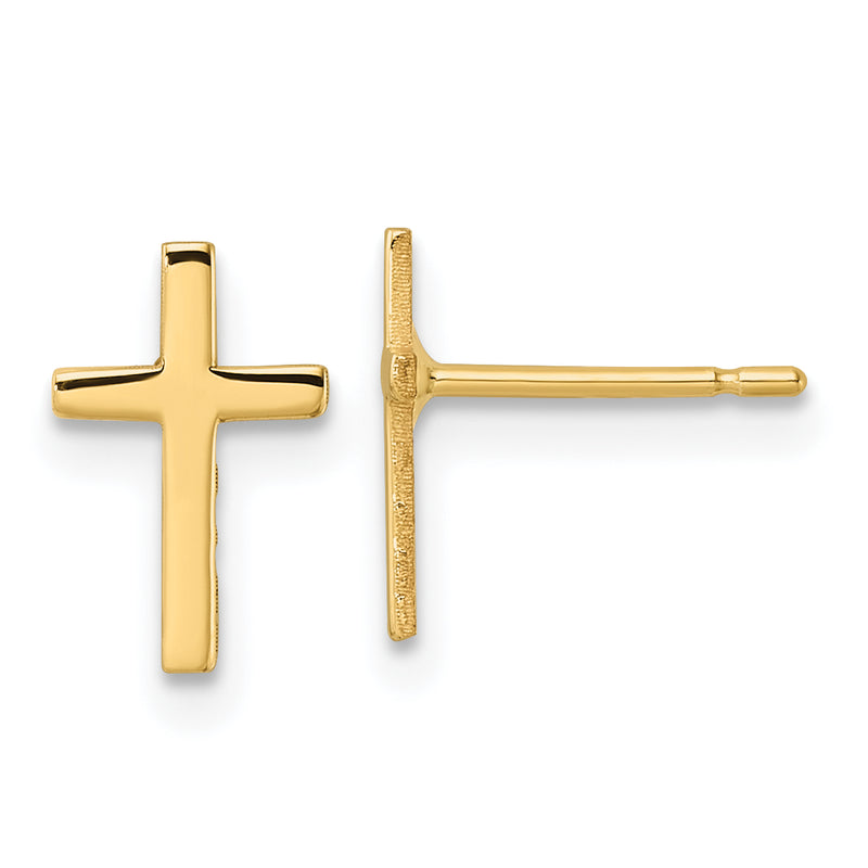 10K Yellow Gold Polished Cross Earrings