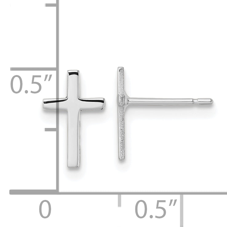 10K White Gold Polished Cross Earrings