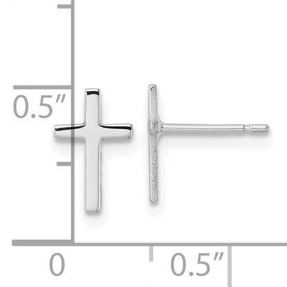10K White Gold Polished Cross Earrings