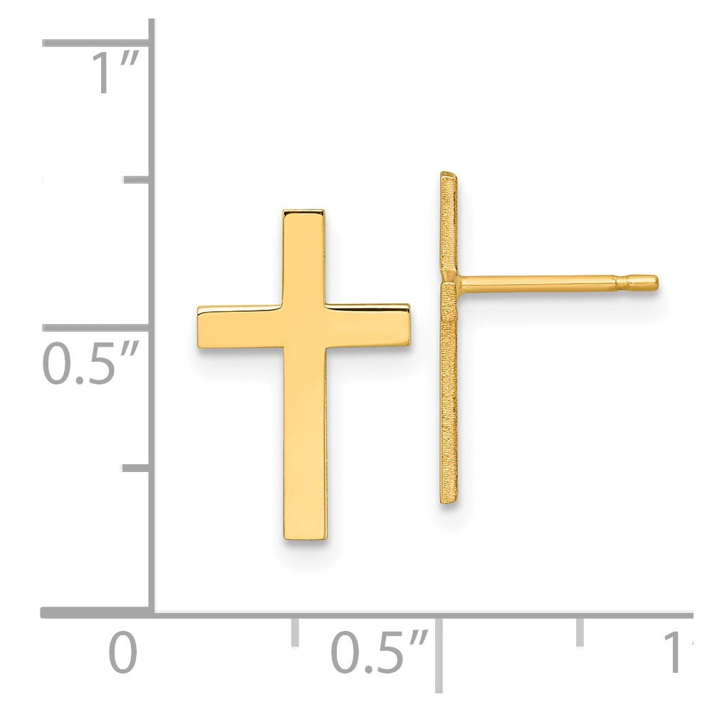 10K Yellow Gold Polished Cross Earrings