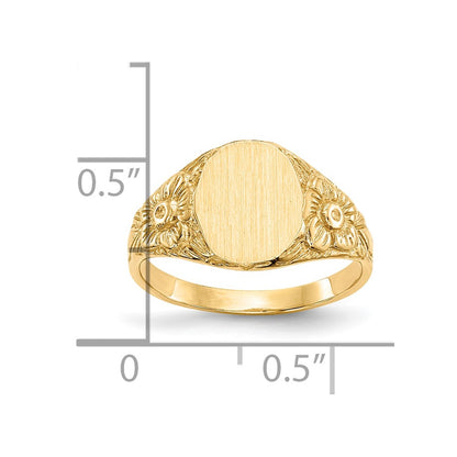10K Yellow Gold 10.0X8.0mm Closed Back Signet Ring