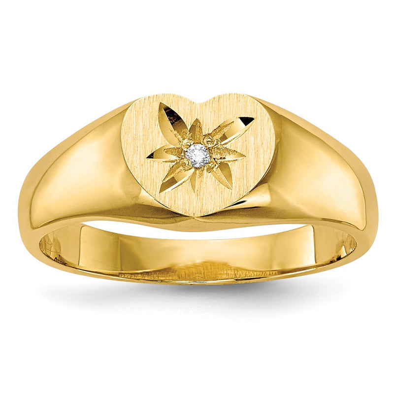 10K Yellow Gold 10K Child'S Aa Diamond Signet Ring