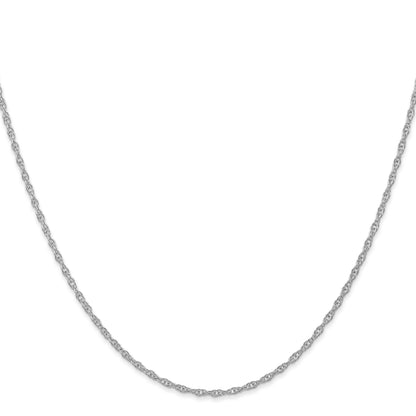 14K White Gold 16 inch Carded 1.35mm Cable Rope with Spring Ring Clasp Chain Necklace