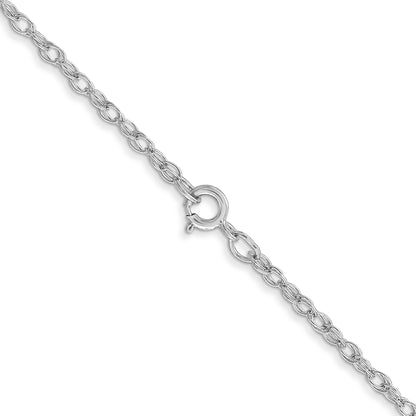 14K White Gold 16 inch Carded 1.35mm Cable Rope with Spring Ring Clasp Chain Necklace