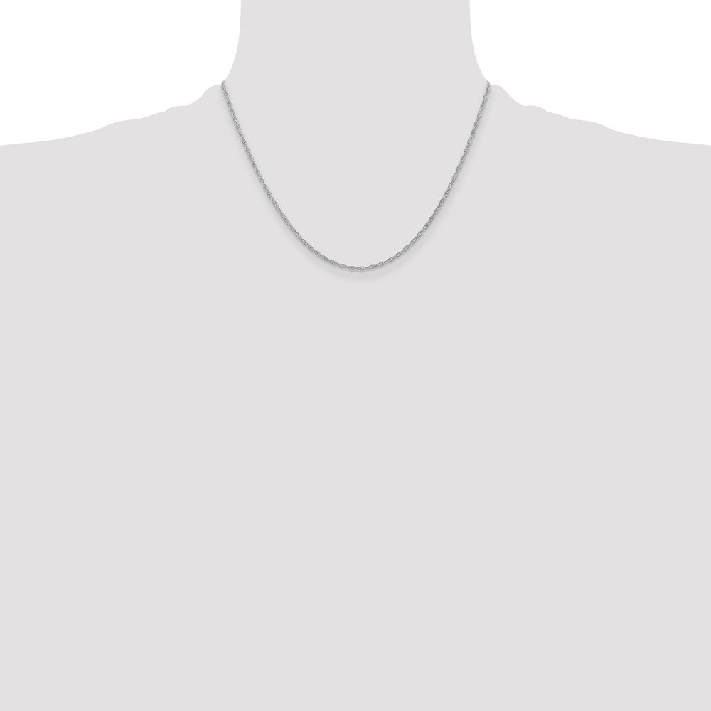 14K White Gold Carded 1.35mm Cable Rope with Spring Ring Clasp Chain Necklace