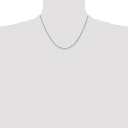 14K White Gold Carded 1.35mm Cable Rope with Spring Ring Clasp Chain Necklace