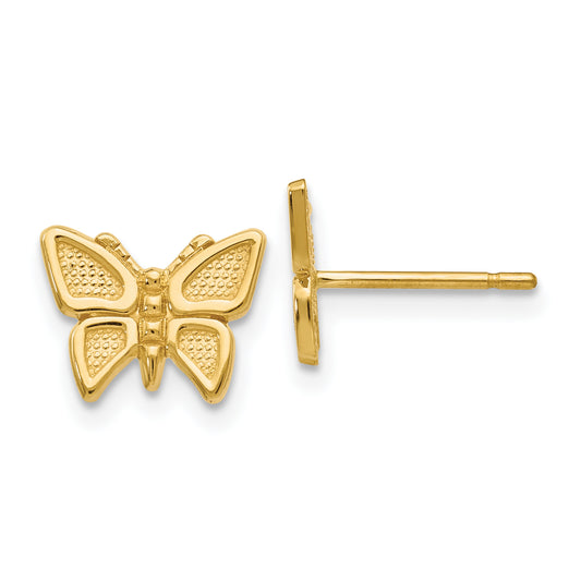 10K Yellow Gold Polished Butterfly Post Earrings