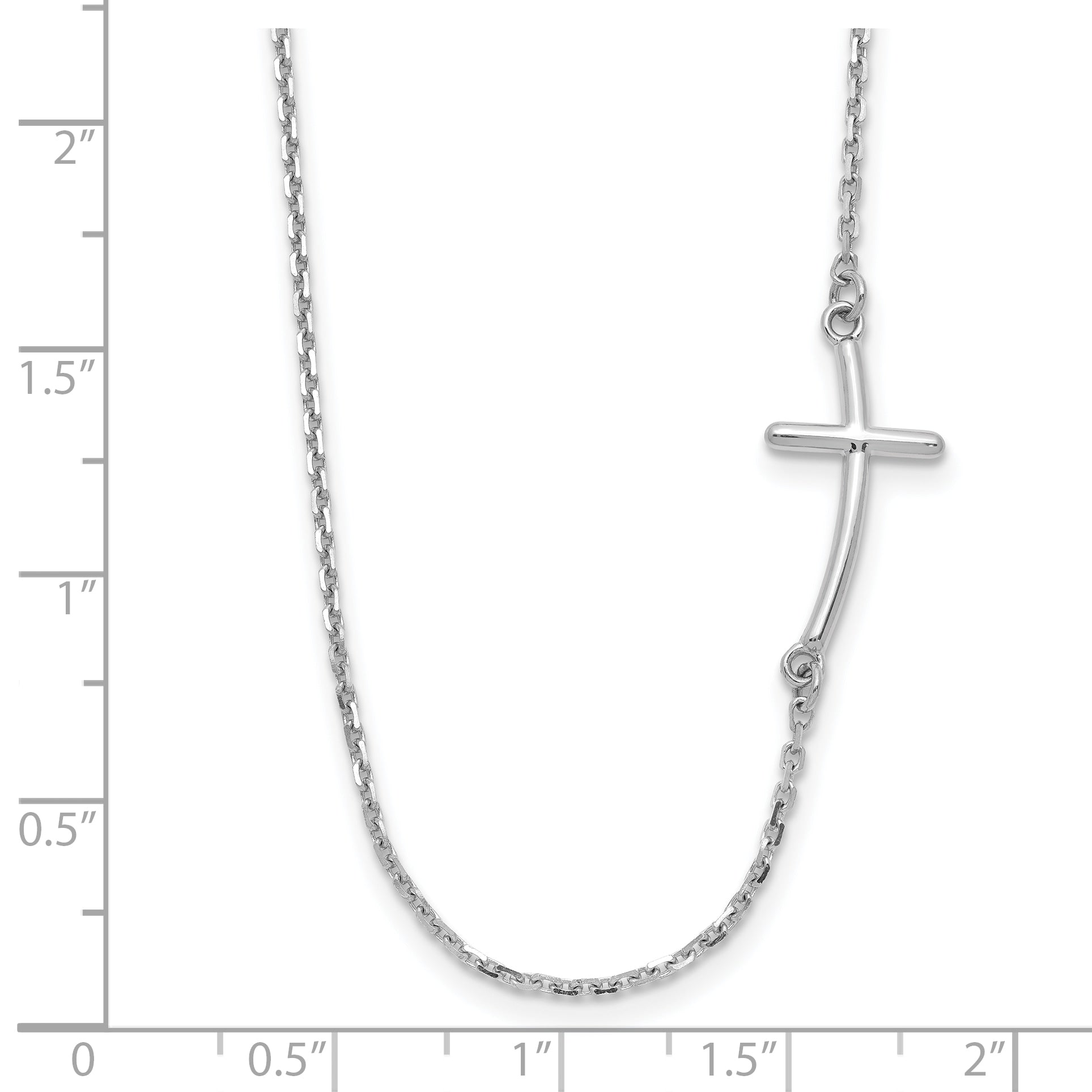 10K White Gold Small Sideways Curved Cross Necklace