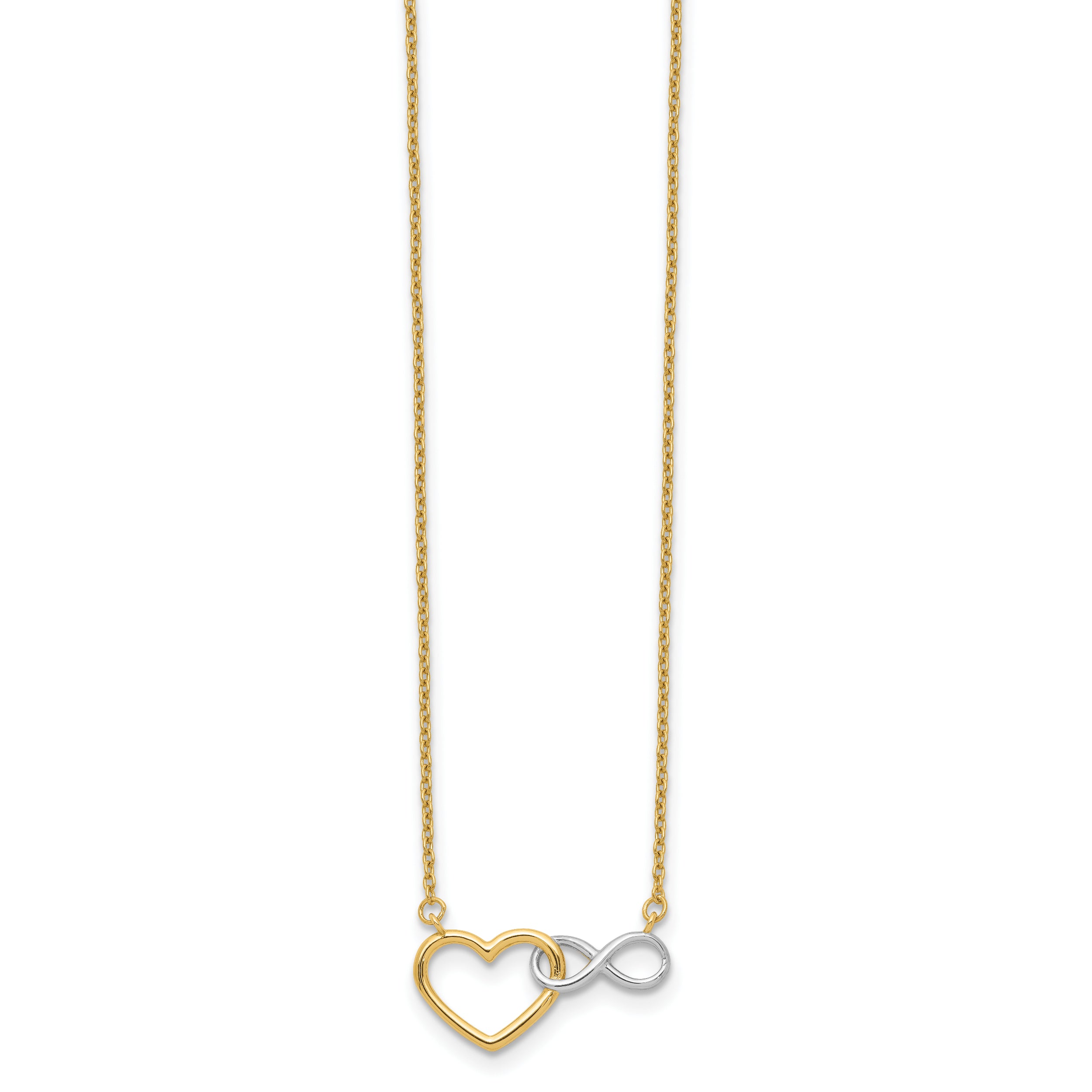 10K Yellow W/Rhodium 10Ky & White Rhodium Heart With Infinity Symbol Necklace