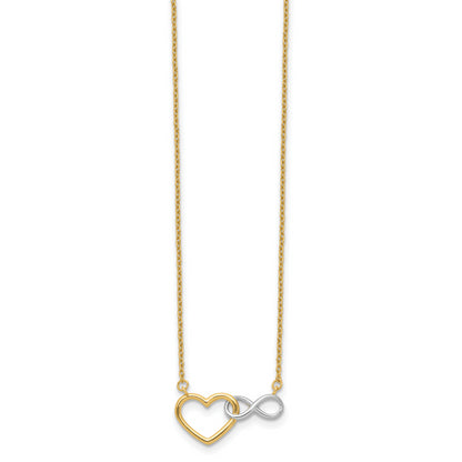 10K Yellow W/Rhodium 10Ky & White Rhodium Heart With Infinity Symbol Necklace