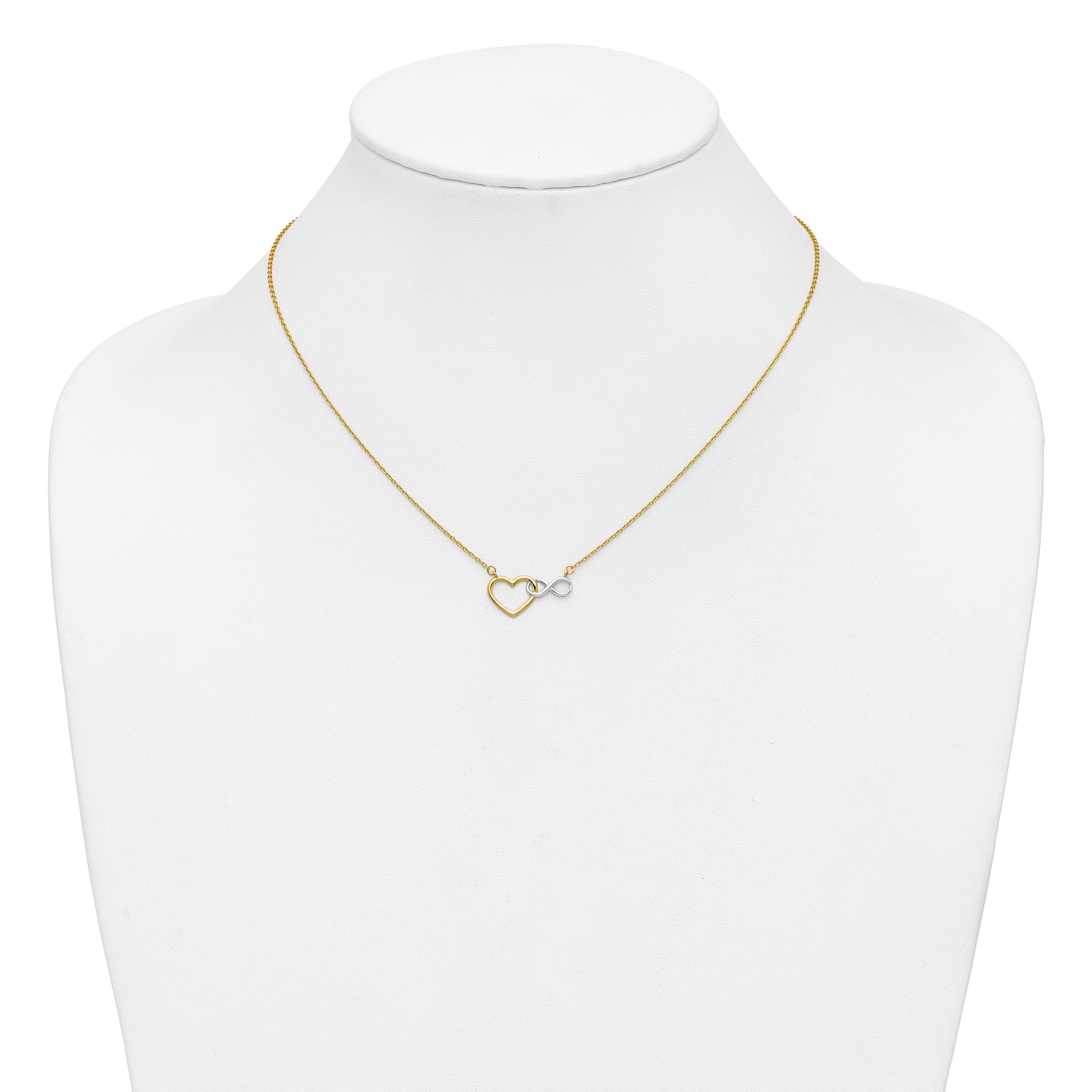 10K Yellow W/Rhodium 10Ky & White Rhodium Heart With Infinity Symbol Necklace