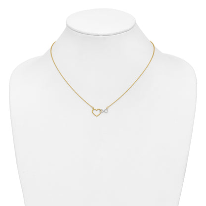 10K Yellow W/Rhodium 10Ky & White Rhodium Heart With Infinity Symbol Necklace