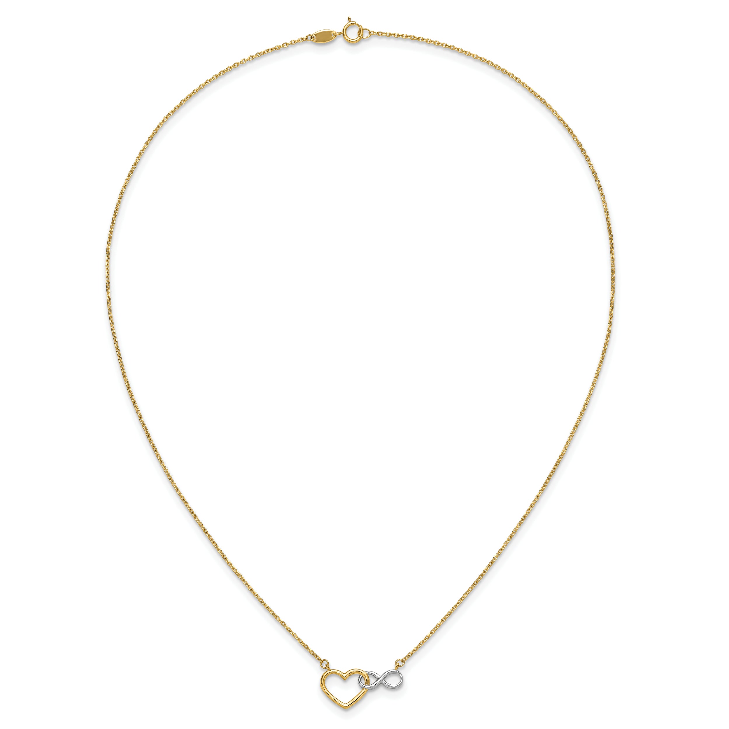 10K Yellow W/Rhodium 10Ky & White Rhodium Heart With Infinity Symbol Necklace