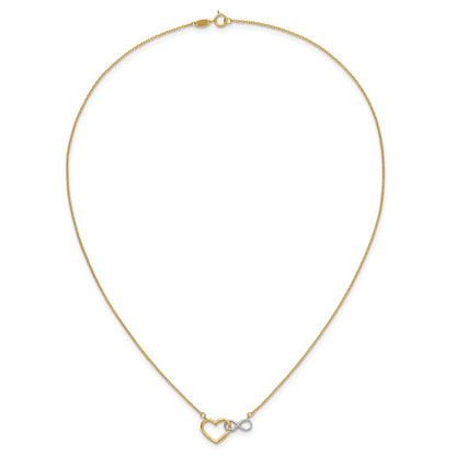 10K Yellow W/Rhodium 10Ky & White Rhodium Heart With Infinity Symbol Necklace