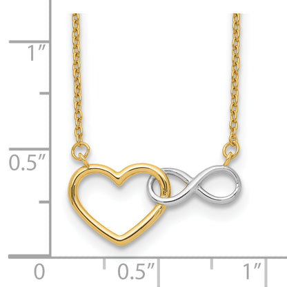10K Yellow W/Rhodium 10Ky & White Rhodium Heart With Infinity Symbol Necklace