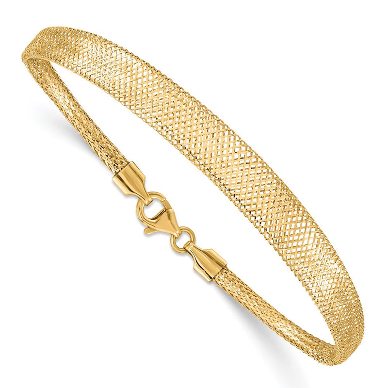 10K Yellow Gold Stretch Mesh Graduated Chain Bracelet