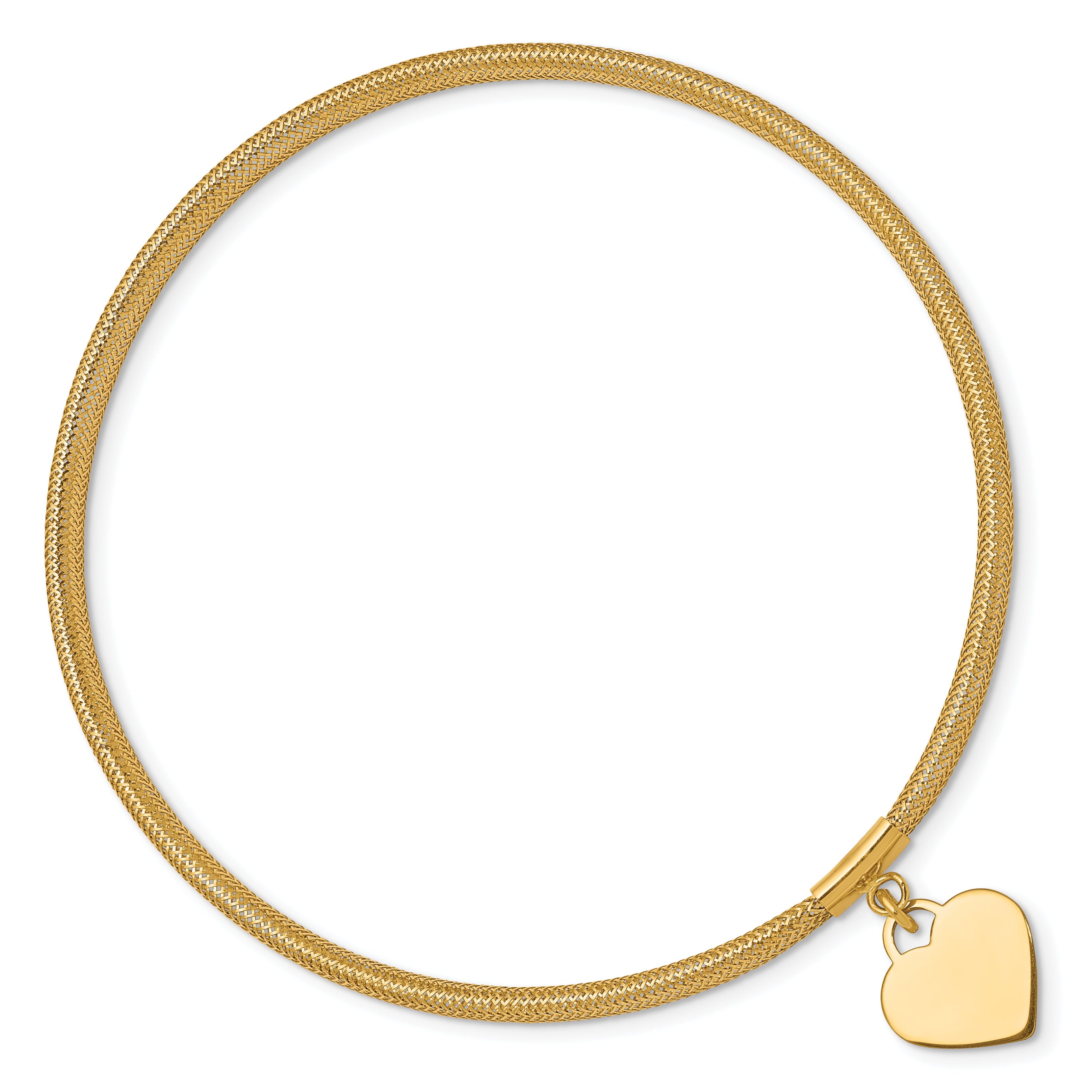 10K Yellow Gold Heart Stretch Mesh Bracelet