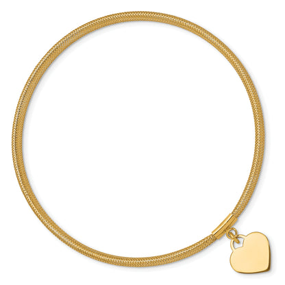 10K Yellow Gold Heart Stretch Mesh Bracelet