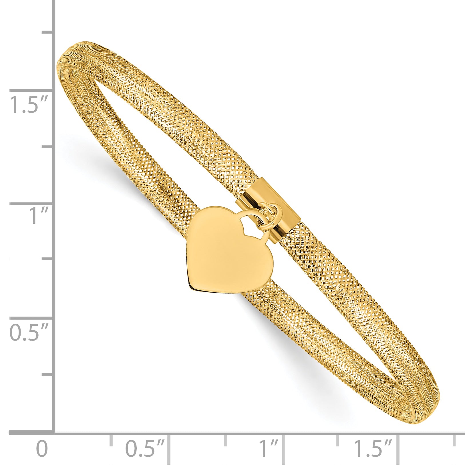 10K Yellow Gold Heart Stretch Mesh Bracelet