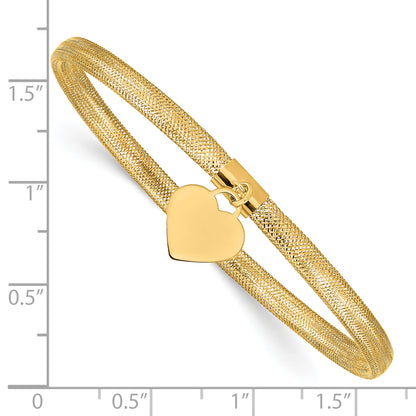 10K Yellow Gold Heart Stretch Mesh Bracelet