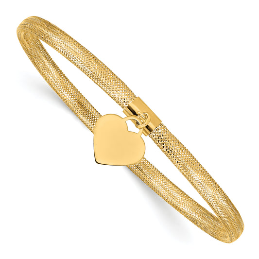 10K Yellow Gold Heart Stretch Mesh Bracelet