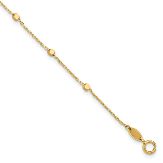 10K Yellow Gold 10K Polished Cube Stations Bracelet
