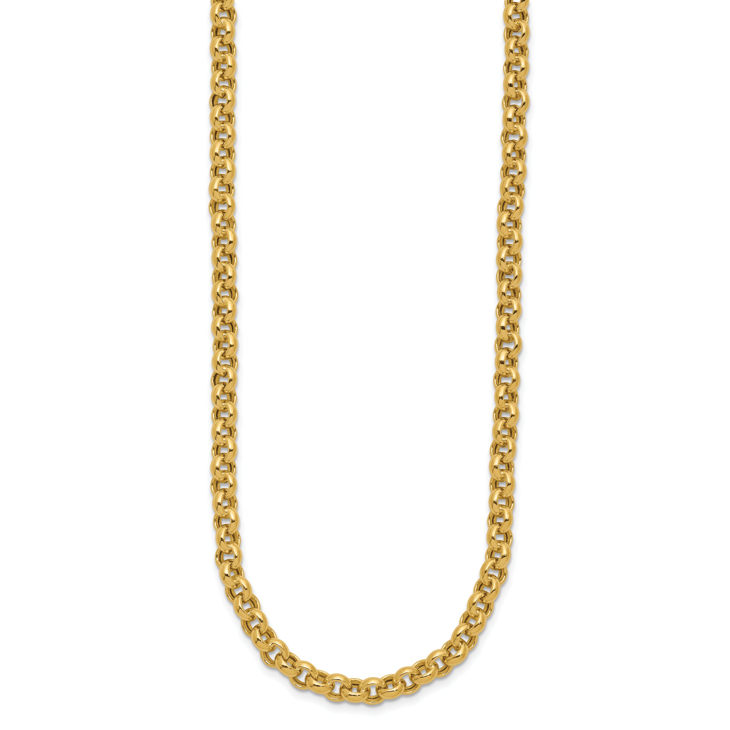 10K Yellow Gold 18In 5mm Polished Fancy Rolo Link Necklace