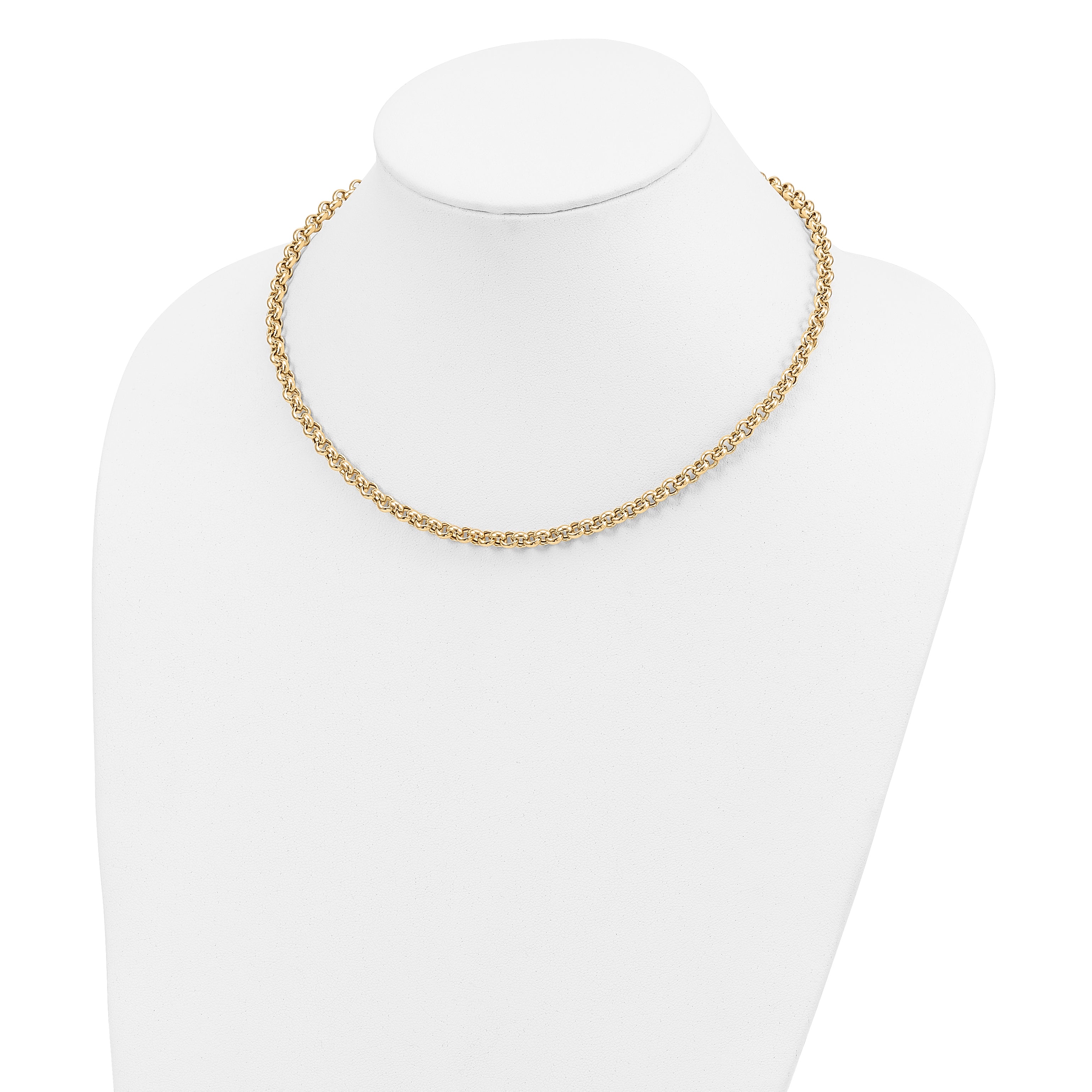 10K Yellow Gold 18In 5mm Polished Fancy Rolo Link Necklace